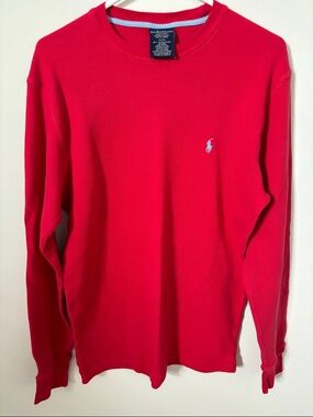 Polo by Ralph Lauren Red Crewneck Waffle Long Sleeve